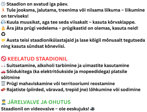 Kadrina staadioni ja väliväljaku kodukord